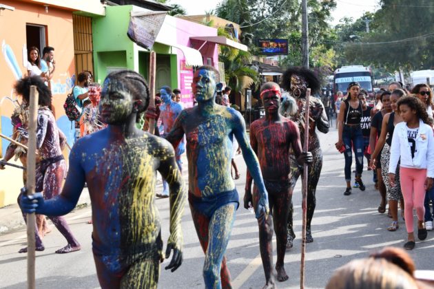 young boys with body paint at the carnival