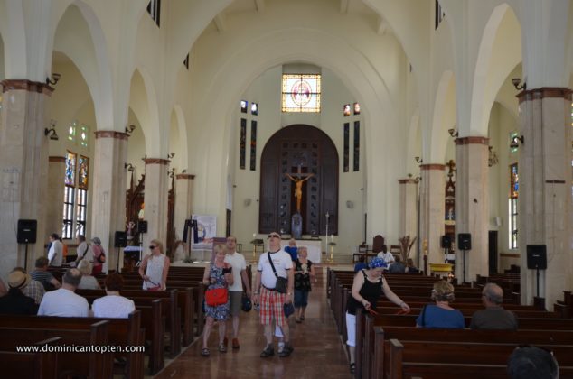 Tourists get a guided tour of the cathedral