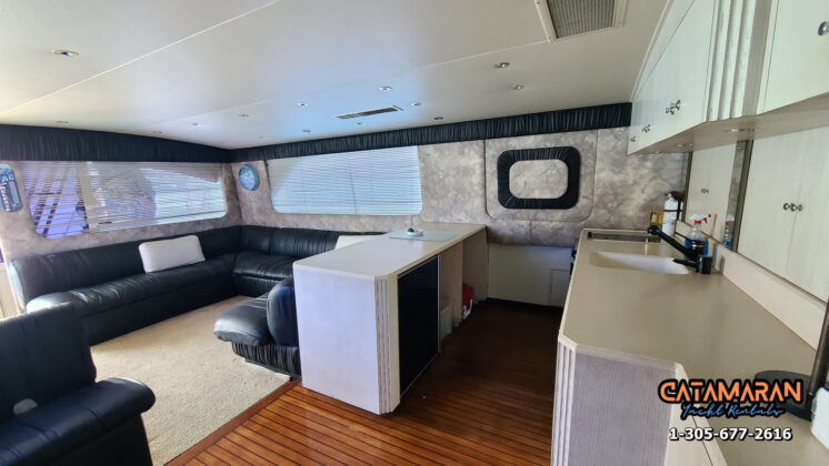 The salon of the yacht is very spacious