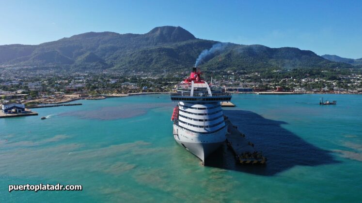 View of the Scarlet Lady cruise ship
