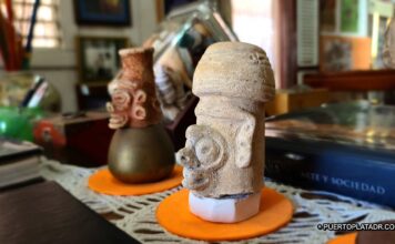 Cesar Estrella Taino Museum Taino head sculptures at the Taino Museum
