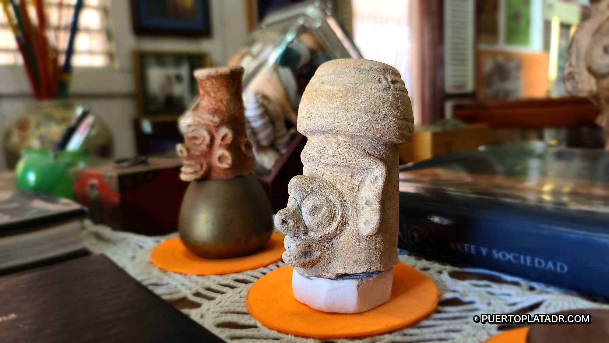 Taino head sculptures at the Taino Museum