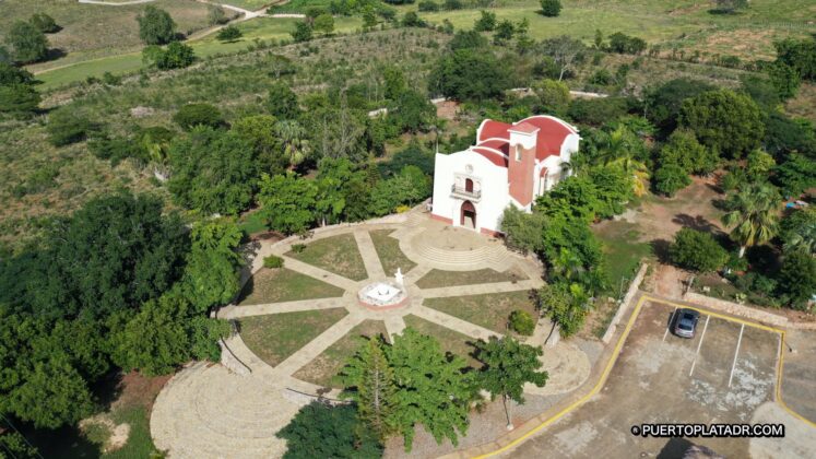 Aerial view of the temple of the Americas in La Isabela, Puerto Plata