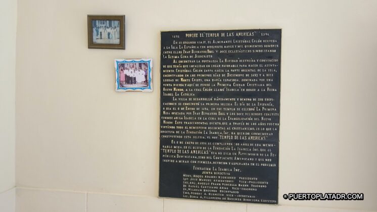 Plaque with the history of the temple