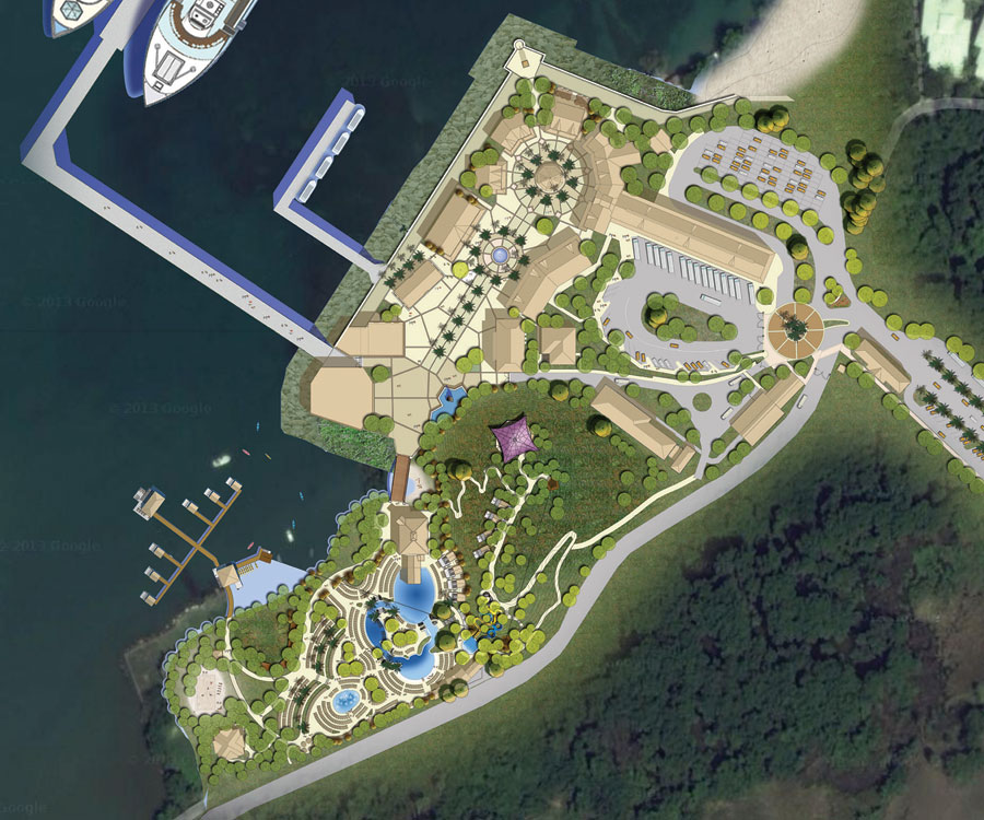 Amber Cove architectural rendering in aerial perspective